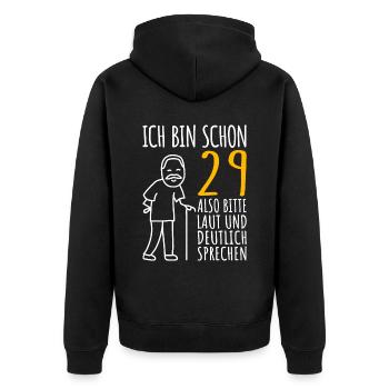 29 Geburtstag Mann Geschenk Lustig 29er 29 Jahre - Unisex Premium Bio Zip Hoodie - Schwarz - Hinten - Nico (187cm)