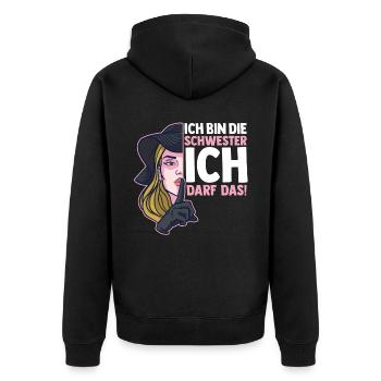 Geschwister Familie Schwestern Schwester - Unisex Premium Bio Zip Hoodie - Schwarz - Hinten - Nico (187cm)