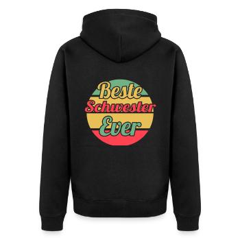 Geschwister Familie Schwestern Schwester - Unisex Premium Bio Zip Hoodie - Schwarz - Hinten - Nico (187cm)