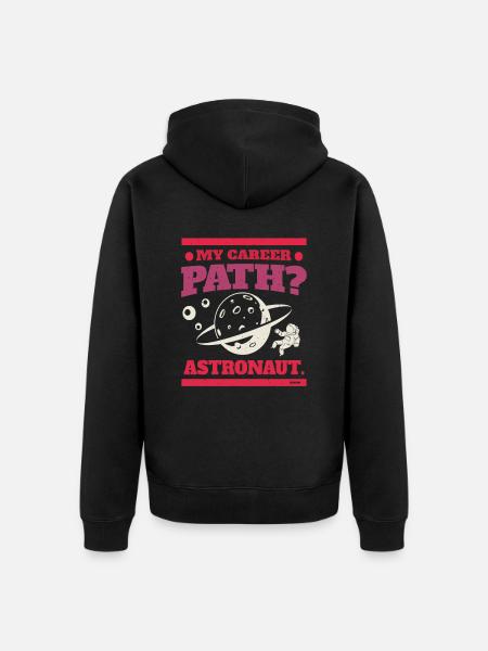 Astronaut Space Planet Saturn - Unisex Premium Organic Zip Hoodie - black