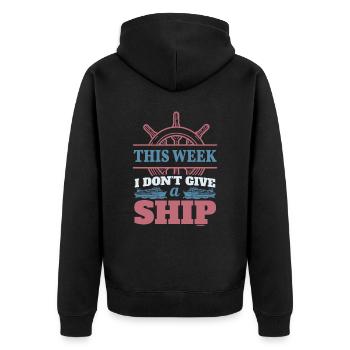 lustiger Kapitän Spruch Schifffahrt Meer - Unisex Premium Bio Zip Hoodie - Schwarz - Hinten - Nico (187cm)