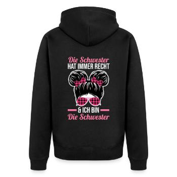 Geschwister Familie Schwestern Schwester - Unisex Premium Bio Zip Hoodie - Schwarz - Hinten - Nico (187cm)
