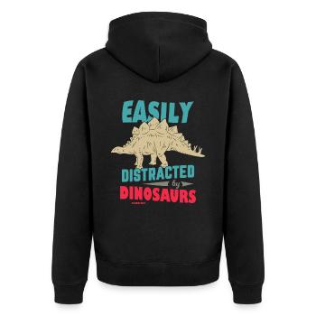 Easily Distracted By Dinosaurs - Unisex Premium Organic Zip Hoodie - black - Back - Nico (187cm)