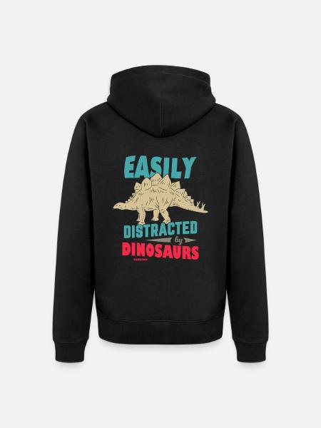 Easily Distracted By Dinosaurs - Unisex Premium Organic Zip Hoodie - black