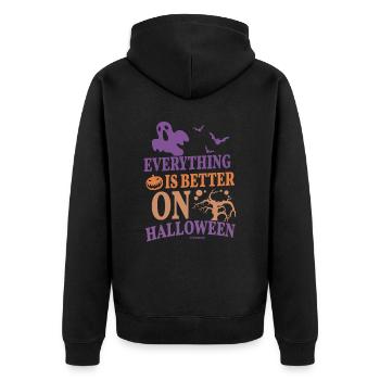 Alles ist an Halloween besser - Unisex Premium Bio Zip Hoodie - Schwarz - Hinten - Nico (187cm)
