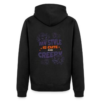 süß und unheimlich Halloween - Unisex Premium Bio Zip Hoodie - Schwarz - Hinten - Nico (187cm)