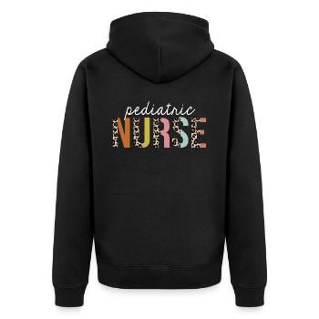 Kinderkrankenschwester Bunte Leopard Print Lustig - Unisex Premium Bio Zip Hoodie - Schwarz - Hinten - Nico (187cm)