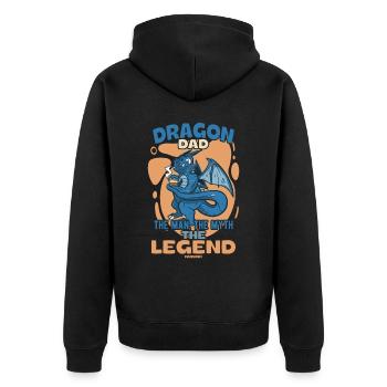 Dragon Dad The Man The Myth The Legend - Unisex Premium Bio Zip Hoodie - Schwarz - Hinten - Nico (187cm)