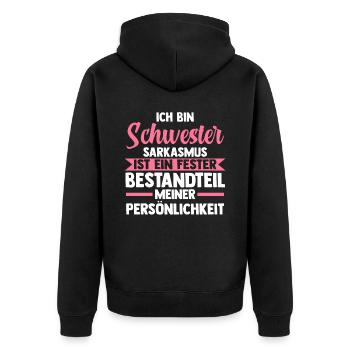 Geschwister Familie Schwestern Schwester - Unisex Premium Bio Zip Hoodie - Schwarz - Hinten - Nico (187cm)