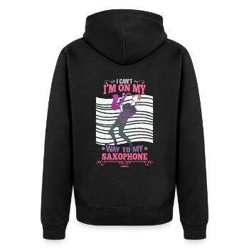 I Can't I'm On My Way To My Saxophone - Unisex Premium Bio Zip Hoodie - Schwarz - Hinten - Nico (187cm)