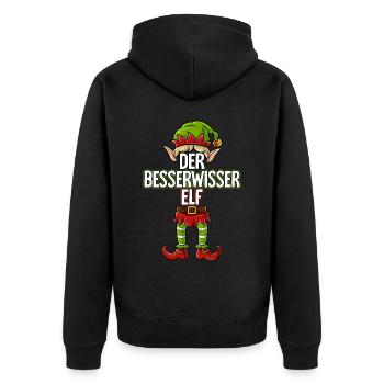 Besserwisser Elf Partnerlook Weihnachten - Unisex Premium Bio Zip Hoodie - Schwarz - Hinten - Nico (187cm)
