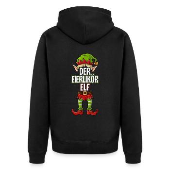 Eierlikör Elf Partnerlook Weihnachten - Unisex Premium Bio Zip Hoodie - Schwarz - Hinten - Nico (187cm)
