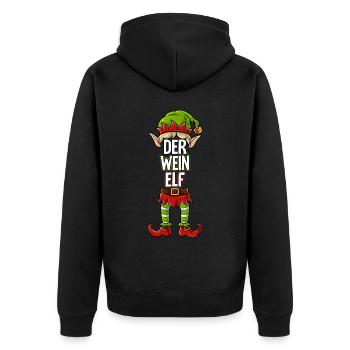 Wein Elf Partnerlook Weihnachten - Unisex Premium Bio Zip Hoodie - Schwarz - Hinten - Nico (187cm)