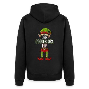 Cooler Opa Elf Partnerlook Weihnachten - Unisex Premium Bio Zip Hoodie - Schwarz - Hinten - Nico (187cm)