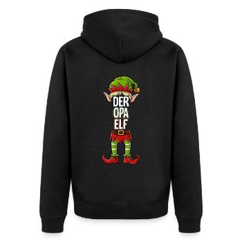 Opa Elf Partnerlook Weihnachten - Unisex Premium Bio Zip Hoodie - Schwarz - Hinten - Nico (187cm)