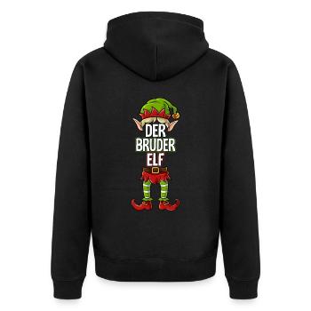 Bruder Elf Partnerlook Weihnachten - Unisex Premium Bio Zip Hoodie - Schwarz - Hinten - Nico (187cm)