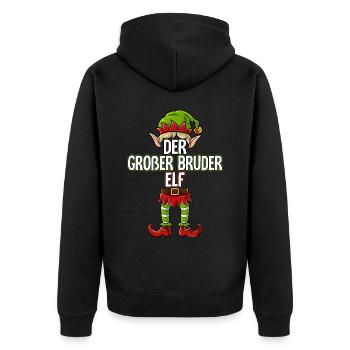 Großer Bruder Elf Partnerlook Weihnachten - Unisex Premium Bio Zip Hoodie - Schwarz - Hinten - Nico (187cm)