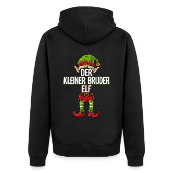Kleiner Bruder Elf Partnerlook Weihnachten - Unisex Premium Bio Zip Hoodie - Schwarz - Hinten - Nico (187cm)