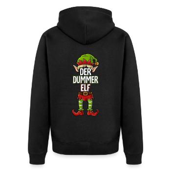 Dummer Elf Partnerlook Weihnachten - Unisex Premium Bio Zip Hoodie - Schwarz - Hinten - Nico (187cm)