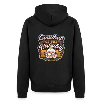 Grand-mère du garçon d’anniversaire - Veste à capuche bio Premium Unisexe - noir - Dos - Nico (187cm)