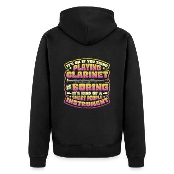 Klarinette Spielen Klarinettist - Unisex Premium Bio Zip Hoodie - Schwarz - Hinten - Nico (187cm)