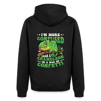 More confused than a chameleon. - Unisex Premium Organic Zip Hoodie - black - Back - Nico (187cm)