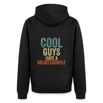 Cool Guys have a xoloitzcuintle - Unisex Premium Bio Zip Hoodie - Schwarz - Hinten - Nico (187cm)