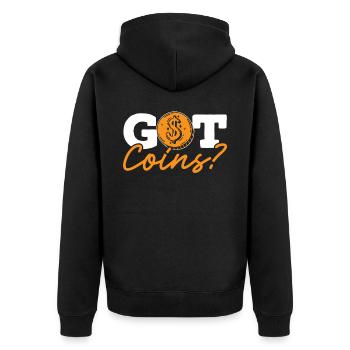 Coin Collector Numismatist Coin Collecting - Unisex Premium Organic Zip Hoodie - black - Back - Nico (187cm)