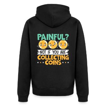 Münzsammler Numismatiker Münzsammeln - Unisex Premium Bio Zip Hoodie - Schwarz - Hinten - Nico (187cm)