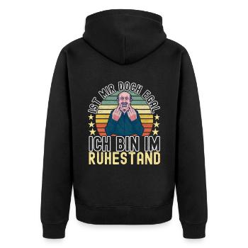 Ruhestand Rente - Unisex Premium Bio Zip Hoodie - Schwarz - Hinten - Nico (187cm)