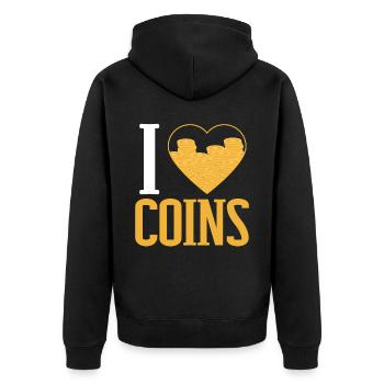 I Love Coin Collector Numismatist Coin Collecting - Unisex Premium Organic Zip Hoodie - black - Back - Nico (187cm)