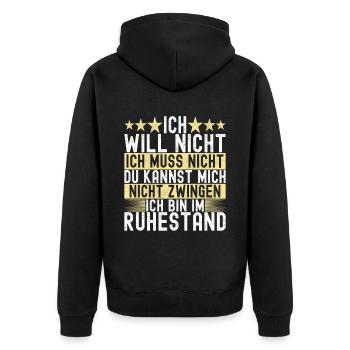 Ruhestand Rente - Unisex Premium Bio Zip Hoodie - Schwarz - Hinten - Nico (187cm)