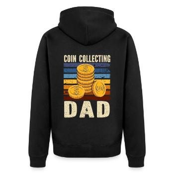 Münzsammler Vater Münzsammler Numismatiker - Unisex Premium Bio Zip Hoodie - Schwarz - Hinten - Nico (187cm)