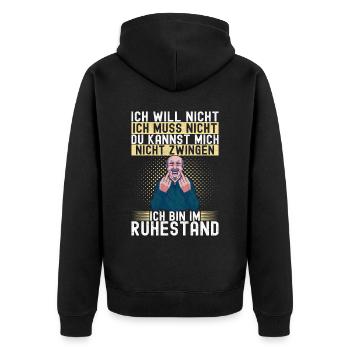 Ruhestand Rente - Unisex Premium Bio Zip Hoodie - Schwarz - Hinten - Nico (187cm)