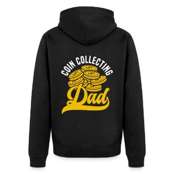 Coin Collecting Dad Coin Collector Numismatist - Unisex Premium Organic Zip Hoodie - black - Back - Nico (187cm)