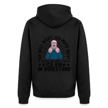 Ruhestand Rente - Unisex Premium Bio Zip Hoodie - Schwarz - Hinten - Nico (187cm)