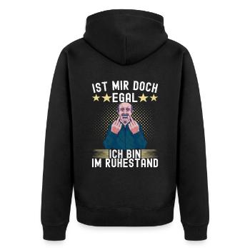 Ruhestand Rente - Unisex Premium Bio Zip Hoodie - Schwarz - Hinten - Nico (187cm)