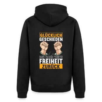 Geschieden Scheidung - Unisex Premium Bio Zip Hoodie - Schwarz - Hinten - Nico (187cm)