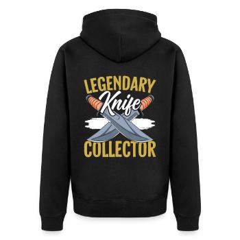 Legendärer Messersammler Messer sammeln - Unisex Premium Bio Zip Hoodie - Schwarz - Hinten - Nico (187cm)