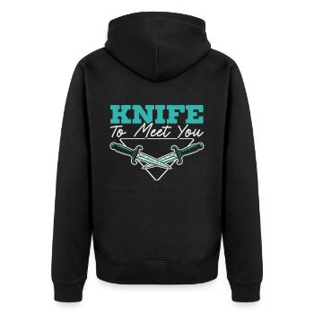 Messer, um Sie zu treffen Messermacher Messer sammeln - Unisex Premium Bio Zip Hoodie - Schwarz - Hinten - Nico (187cm)