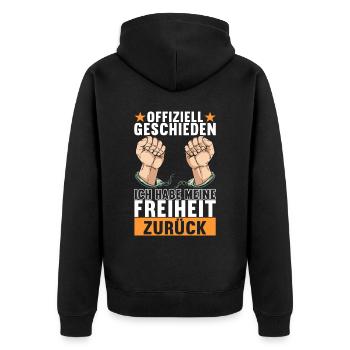 Geschieden Scheidung - Unisex Premium Bio Zip Hoodie - Schwarz - Hinten - Nico (187cm)