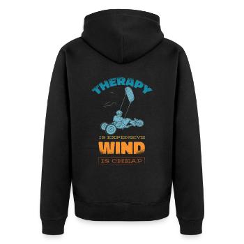 Strand-Kite Windracer Land-Kite Kite-Strandsegler - Unisex Premium Bio Zip Hoodie - Schwarz - Hinten - Nico (187cm)