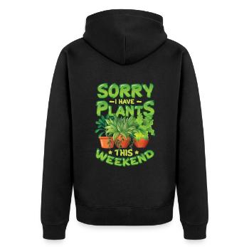 Tut Mir Leid, Dass Ich Am Wochenende im Garten bin - Unisex Premium Bio Zip Hoodie - Schwarz - Hinten - Nico (187cm)