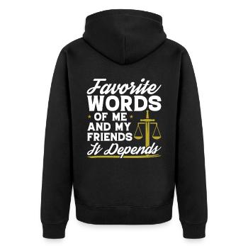 Lustiger Jurastudent - Unisex Premium Bio Zip Hoodie - Schwarz - Hinten - Nico (187cm)