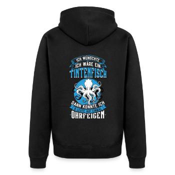 Ein Oktopus Kann 8 Personen Gleichzeitig Schlagen - Unisex Premium Bio Zip Hoodie - Schwarz - Hinten - Nico (187cm)