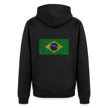 Brasilien Flagge - Unisex Premium Bio Zip Hoodie - Schwarz - Hinten - Nico (187cm)