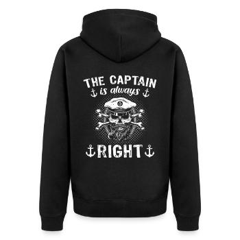 Captain is always right Captain - Unisex Premium Organic Zip Hoodie - black - Back - Nico (187cm)