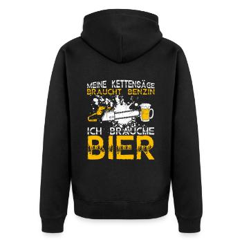 Kettensäge Bier Benzin Motorsäge Holz Arbeiter Ges - Unisex Premium Bio Zip Hoodie - Schwarz - Hinten - Nico (187cm)