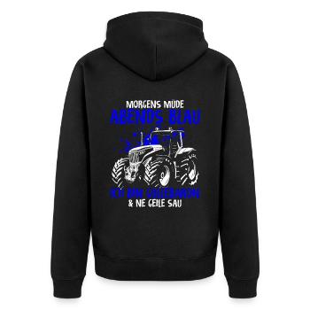 Güllebaron Gülle Fahren Landwirt Bauer Geschenkide - Unisex Premium Bio Zip Hoodie - Schwarz - Hinten - Nico (187cm)