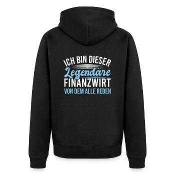 Finanzbeamter Finanzmanager Geld Job Arbeit - Unisex Premium Bio Zip Hoodie - Schwarz - Hinten - Nico (187cm)
